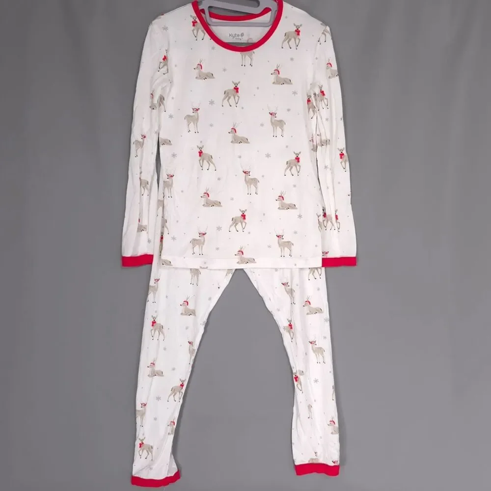 KYTE‎ BABY Pajama Set 6T Unisex Reindeer Print Kids Soft Sleepwear Bamboo Blend